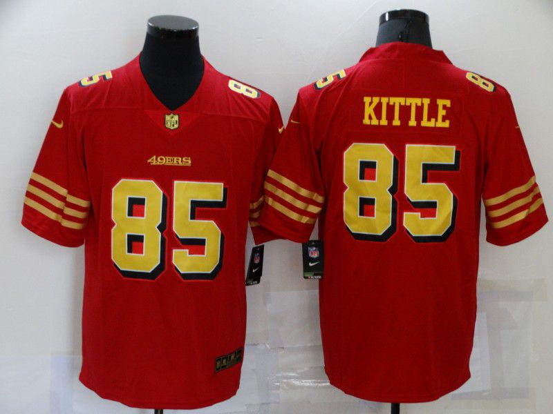 Men San Francisco 49ers #85 Kittle Red Gold Nike Vapor Untouchable Limited 2021 NFL Jersey->new england patriots->NFL Jersey